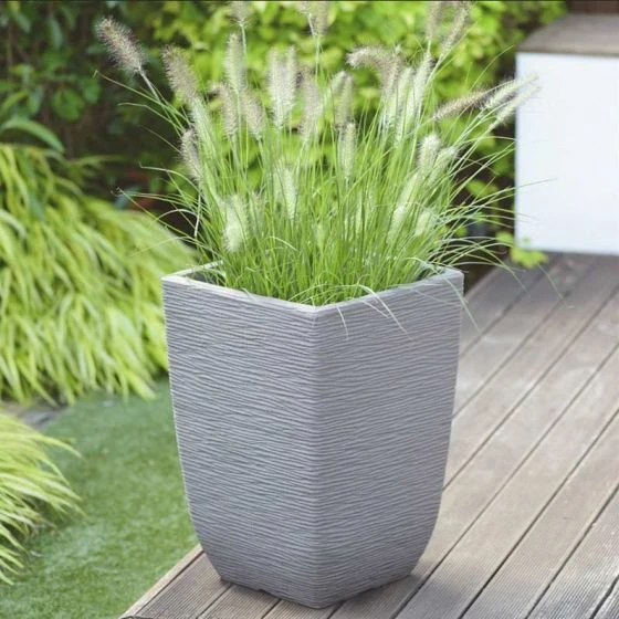 Stewart Garden Cotswold Planter 33cm Tall Square - Limestone Grey 3 Stewart Garden Cotswold Planter 33cm Tall Square - Limestone Grey