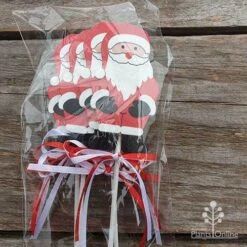 Wooden Santa Picks - Pack Of 4 7 Wooden Santa Picks - Pack Of 4 -Garden Care Shop santa pick closeup